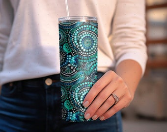 Aboriginal Dots Art 20oz Tumbler Design Wrap | Indigenous Art Tumbler | Dots Art