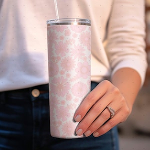 Pink Retro 20oz Tumbler Wrap Design | Sublimation Tumbler | 20oz Skinny Tumbler