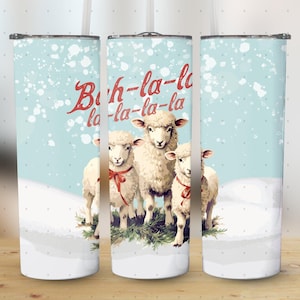 Festive Sheep Tumbler Wrap, 20oz Tumbler Sleeve, Sublimation, Straight and Tapered