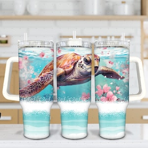 Sea Turtle 40oz Quencher Sublimation Tumbler| Stanley Quencher Tumbler Wrap
