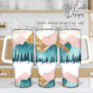 Mountain 40oz Quencher Sublimation Tumbler| Stanley Quencher Tumbler Wrap | Sublimation Design