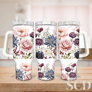 Floral 40oz Quencher Tumbler | Sublimation Design Wrap