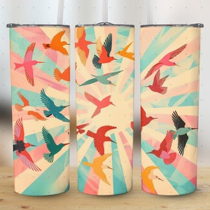 Groovy Birds 20oz Sublimation Tumbler Wrap Design | Skinny Tumbler | Commercial Use