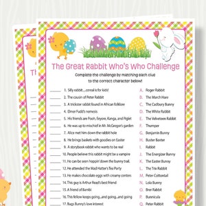 EASTER WHO&#39;S WHO Trivia Activity, Printable Trivia Game for Easter, Trivia Game for Kids, Teens, Adults, Fun Party Game Classroom Activity