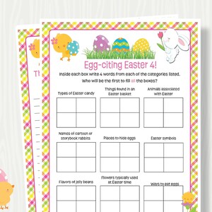 EASTER CATEGORIES GAME Activity, Printable Easter Game, Easter Activity for Kids, Adults, Seniors, Fun Easter Game for Party or Classroom