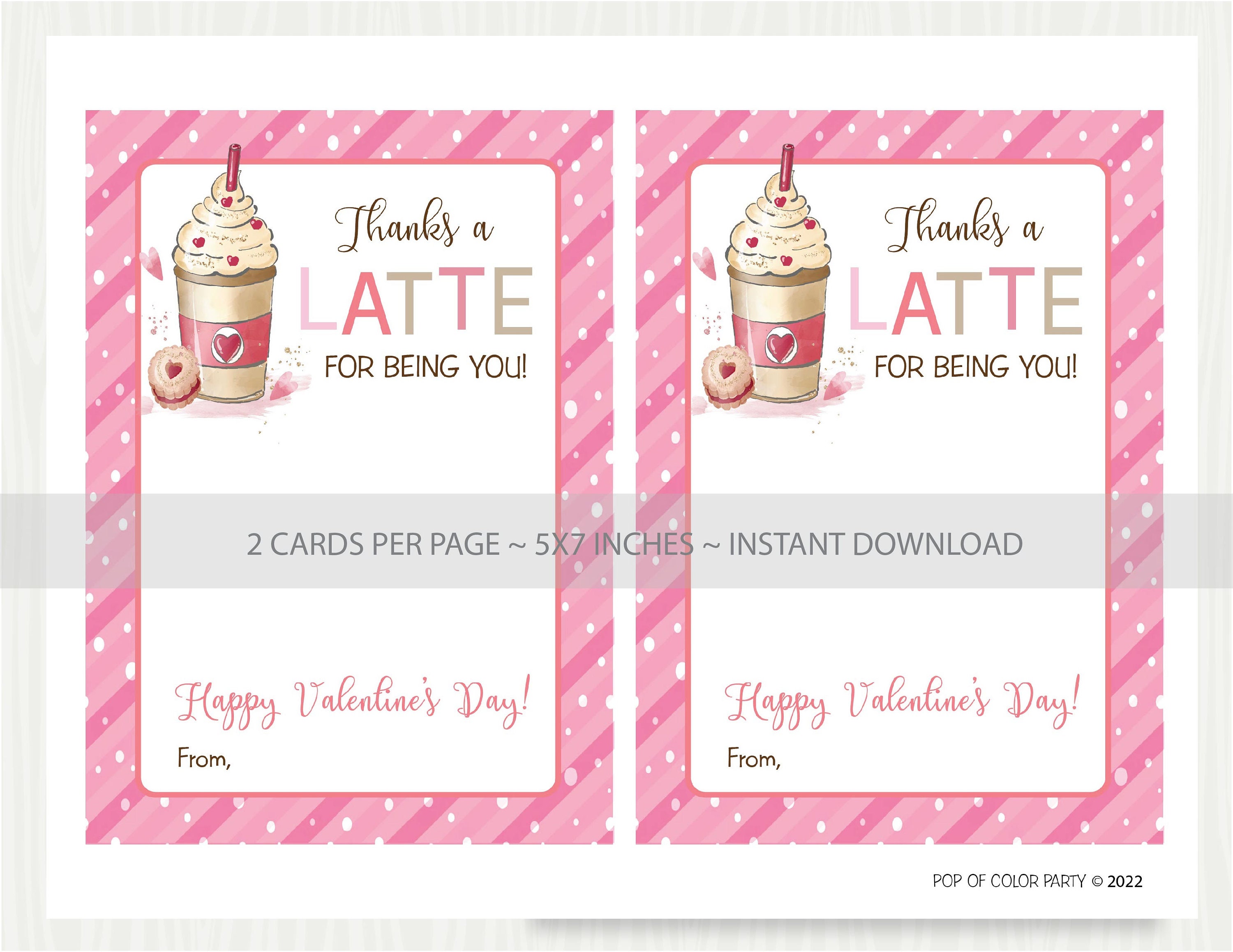 PRINTABLE VALENTINE'S DAY Coffee Gift Card Holder, Thanks a Latte ...