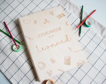 Personalized wooden certificate folder | Certificates | Document storage | Special personalized school enrollment gift