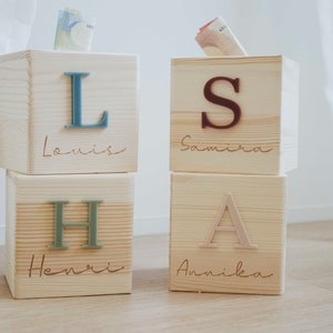 Personalized money box | Initial motif | Gift idea money gift | Money box with name and engraving | Made of wood with personalization