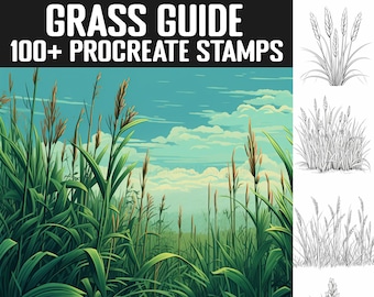 100+ znaczków Grass Procreate | Przewodniki po trawie | Natychmiastowe pobieranie cyfrowe