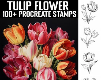 Más de 100 sellos de tulipanes de Procreate / Guías de tulipanes / Descarga digital instantánea