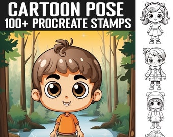 100+ Cartoon Characters Procreate Stamps | Character guides | Instant Digital Download