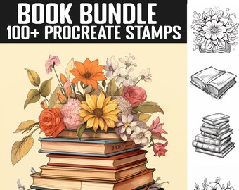 100+ Bücher Procreate Briefmarken | Buchliebhaber-Führer | Sofortiger digitaler Download