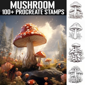 100+ Procreate Mushroom Stamps | Mushroom Guides | Instant Digital Download
