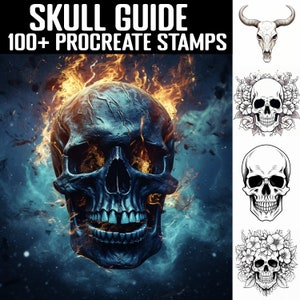 100+ Procreate Skull Stamps | Skull Guides | Instant Digital Download