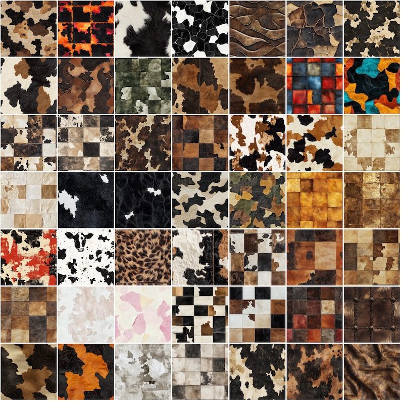 Cowhide Texture Procreate Brushes: 100+ Seamless Fur Patterns (instant ...