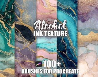 Alkohol Tinte Textur Procreate Pinsel: Nahtloses Muster Pinsel Set (Instant Download)