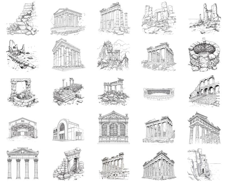100+ Ancient Greek Ruins Procreate Stamps | Procreate Brushes | Instant ...