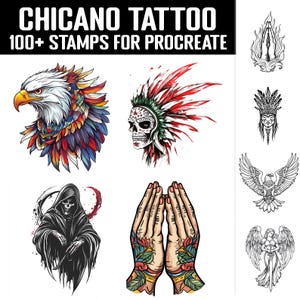100+ Chicano Tattoo Procreate Stamp | Procreate Brush Bundle | Instant Digital Download