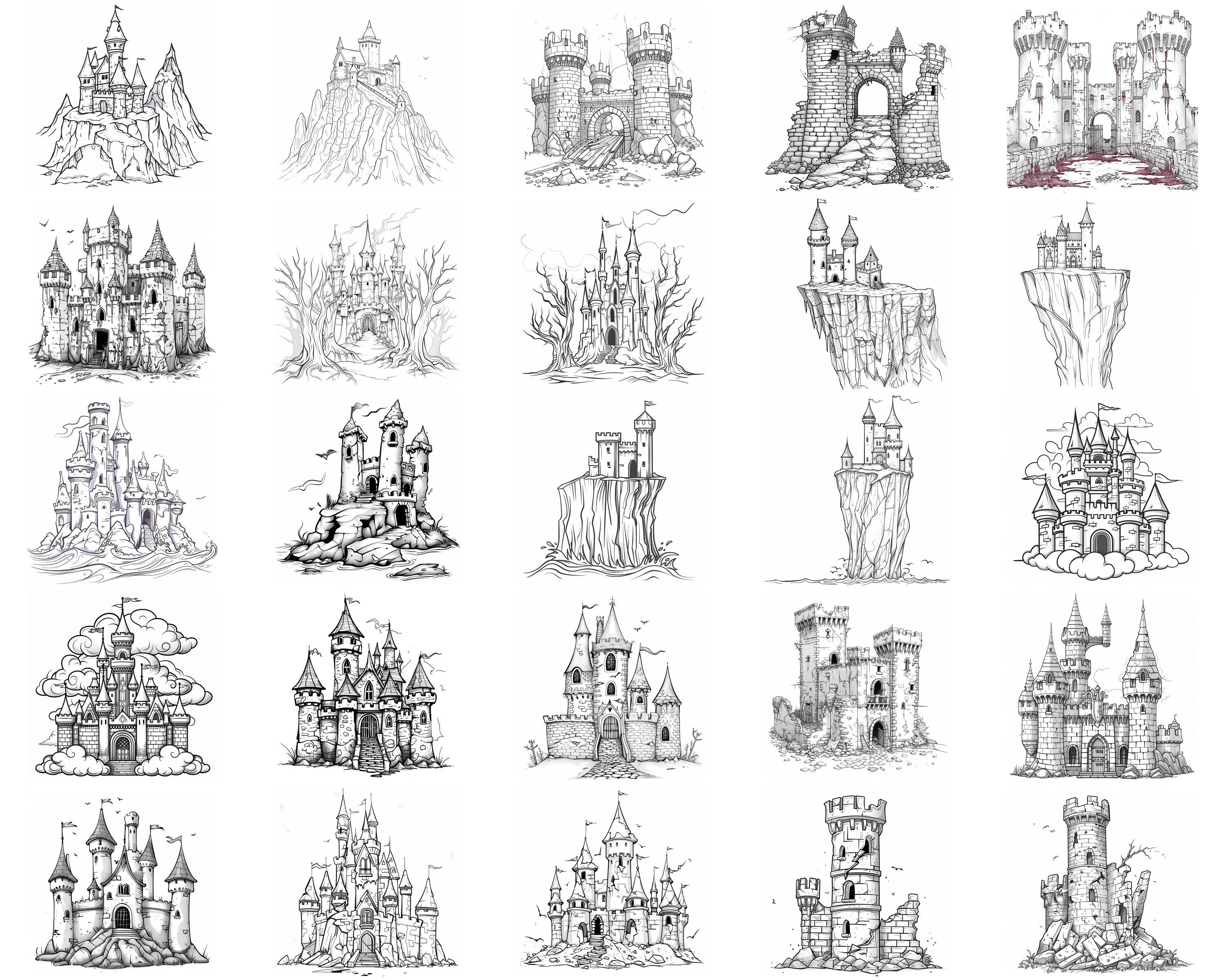 100+ Dark Fairytale Castles Procreate Stamps | Procreate Brushes ...
