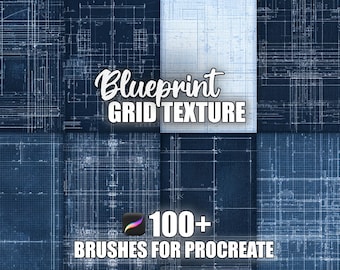 Blueprint Grid Procreate Brushes : plus de 100 motifs de texture transparente (téléchargement instantané)