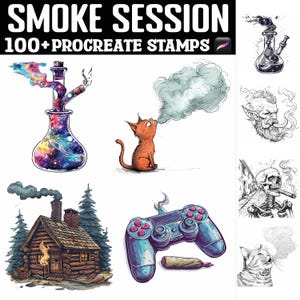 100+ Smoke Session Procreate Stamps | Procreate Brushes | Instant Digital Download