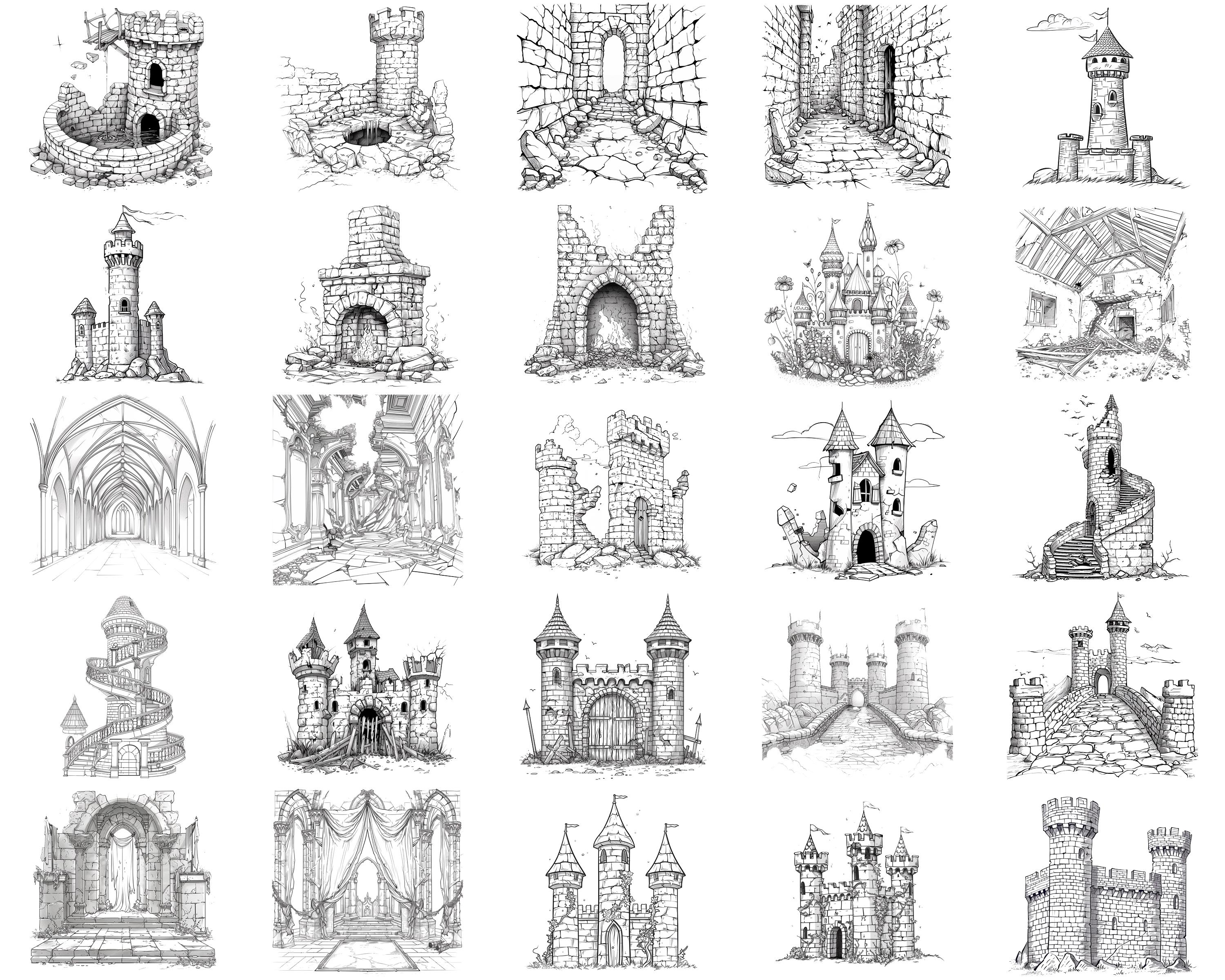 100+ Abandoned Castles Procreate Stamps | Procreate Brushes | Instant ...