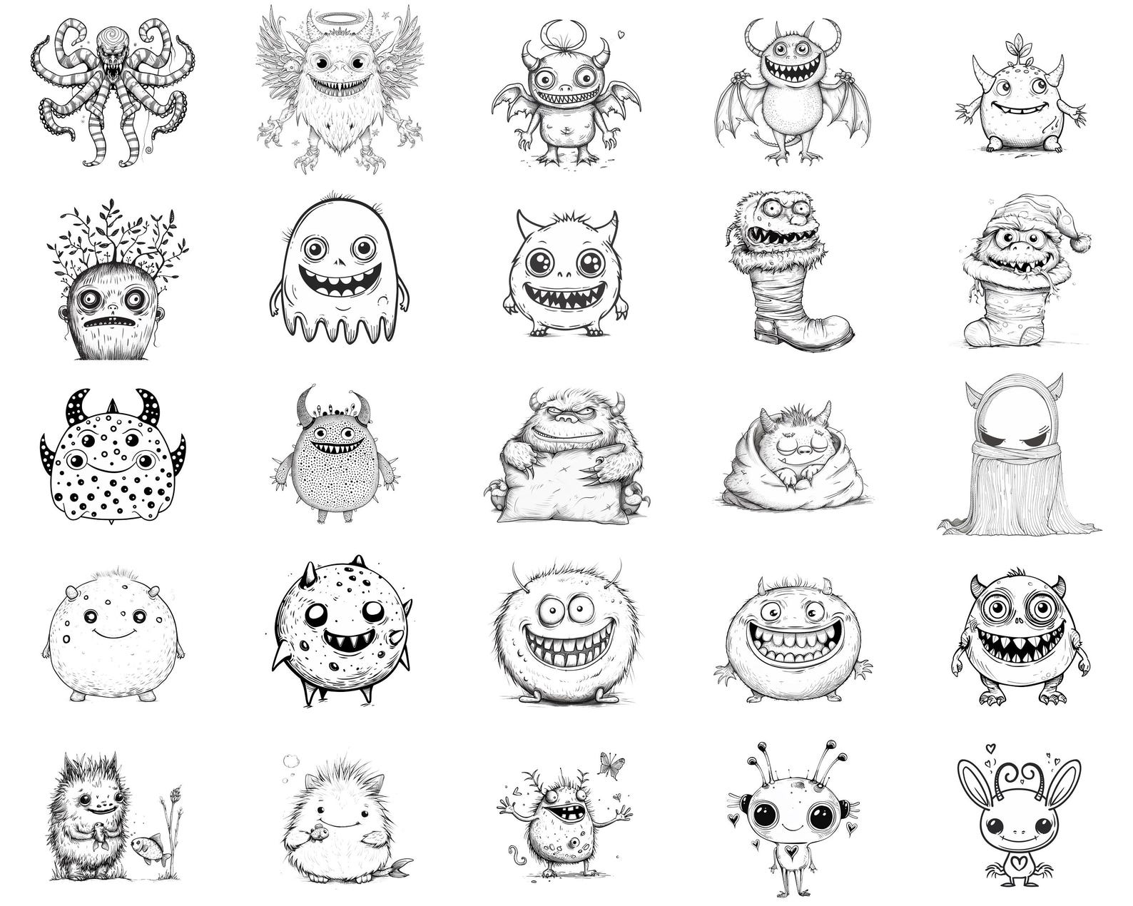 100+ Kawaii Monster Procreate Stamps | Procreate Brushes | Instant ...