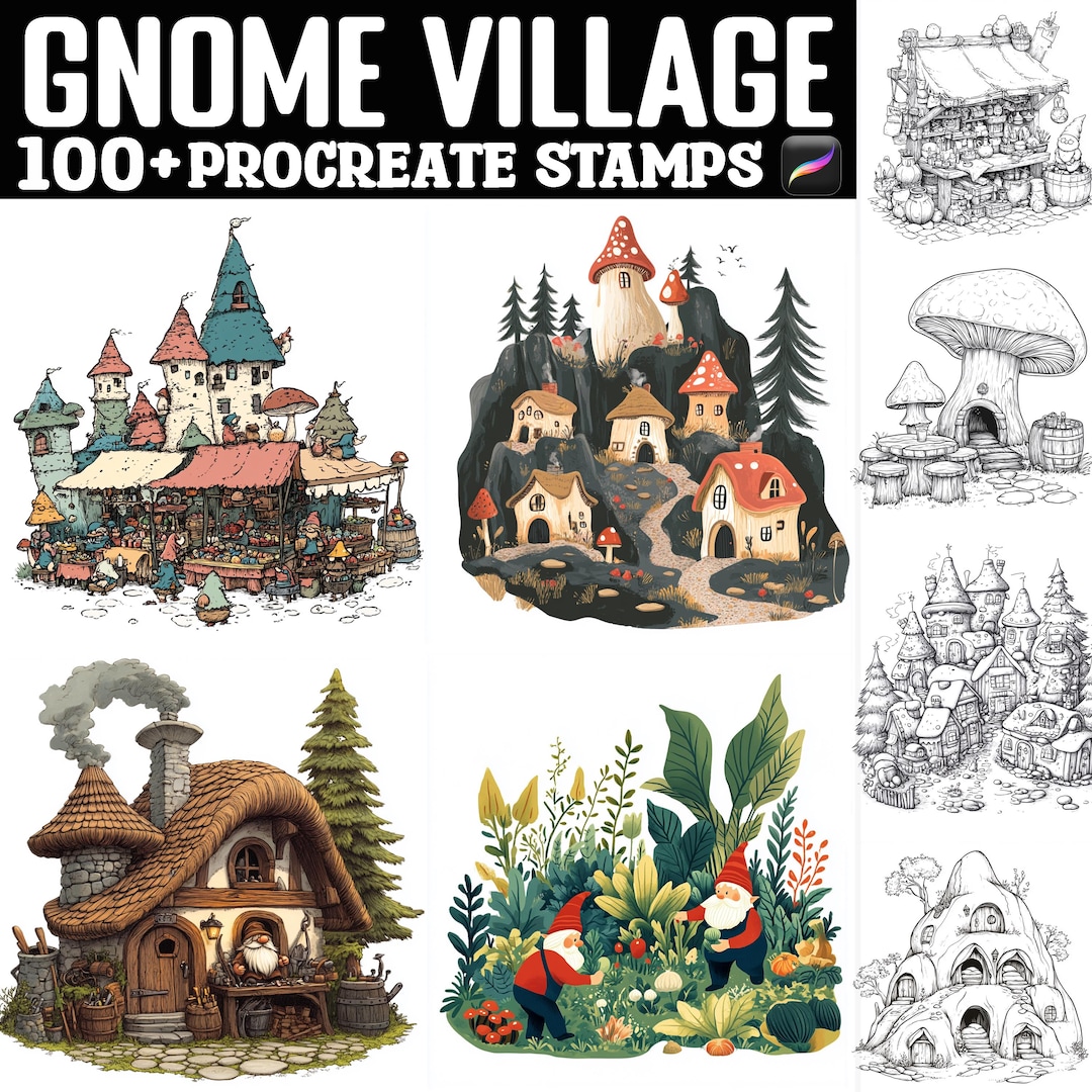 100+ Gnome Village Stamps | Procreate Brushes | Instant Digital ...
