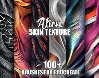Alien Skin Texture Procreate Brushes: 100+ Seamless Sci-Fi Patterns (Instant Download)