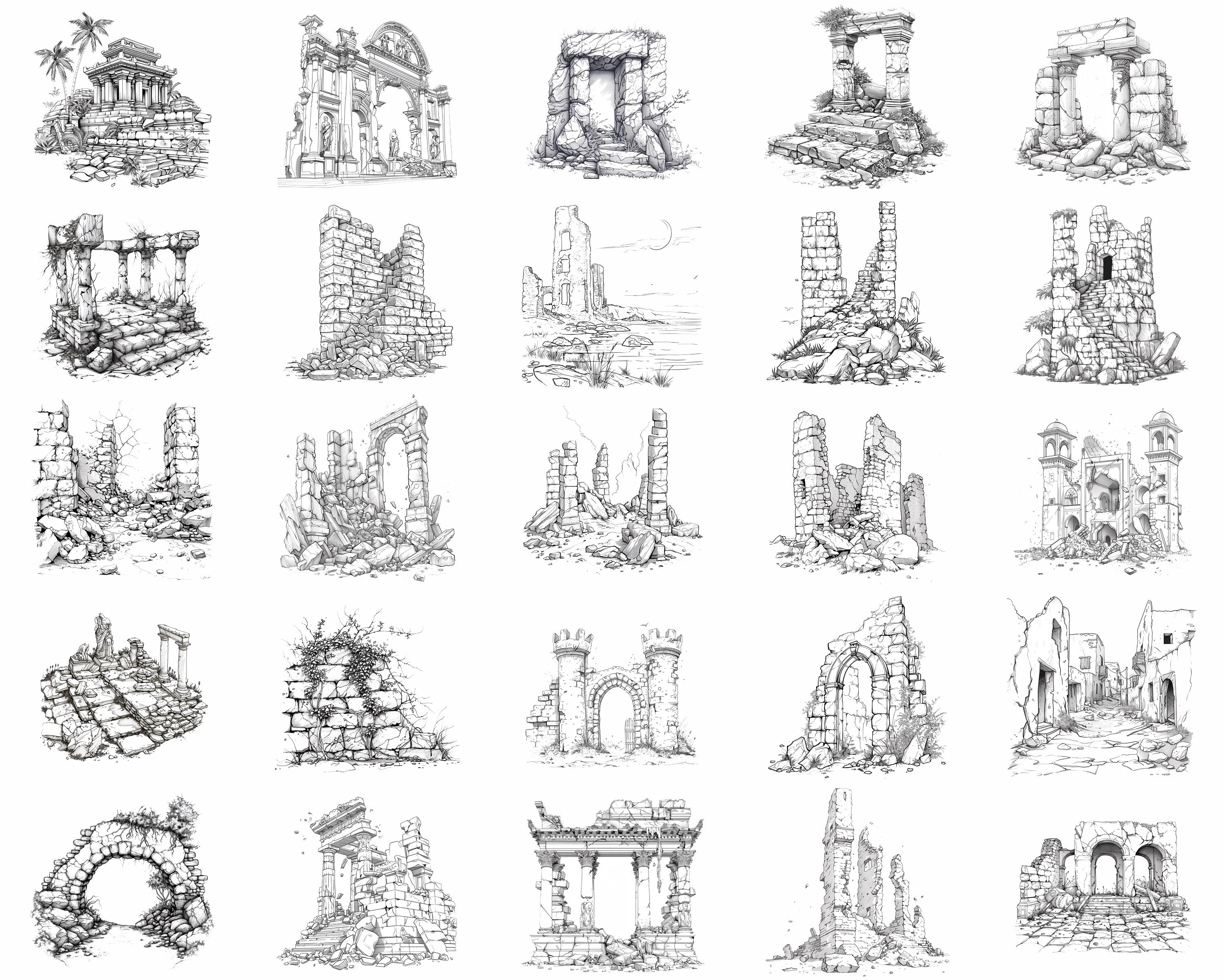 100+ Ancient Ruins Procreate Stamps | Procreate Brushes | Instant ...