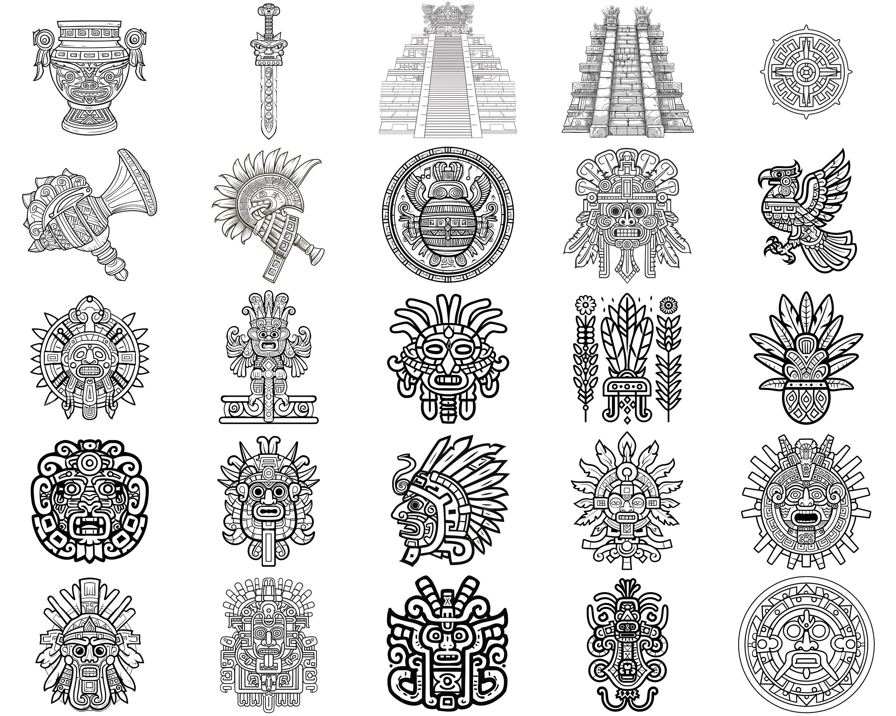 100+ Aztec Symbols Procreate Stamps | Procreate Brushes | Instant ...