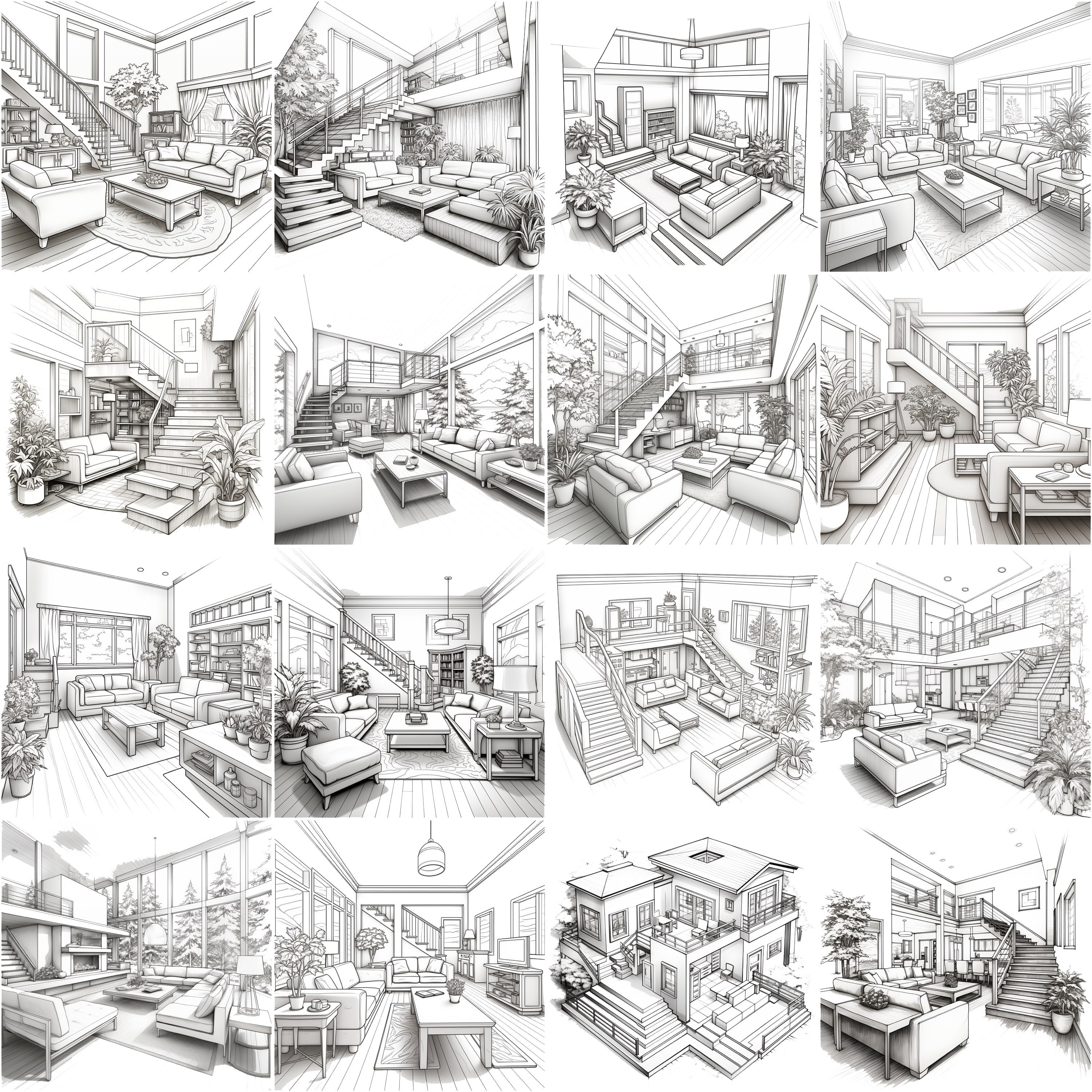 100+ Procreate Home Interior Stamps | Interior Art Guides | Instant ...