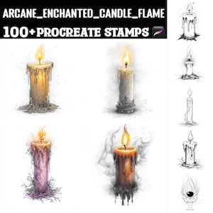100+ Arcane verzauberte Kerzenflamme Procreate Briefmarken | Procreate Pinsel | Sofortiger digitaler Download