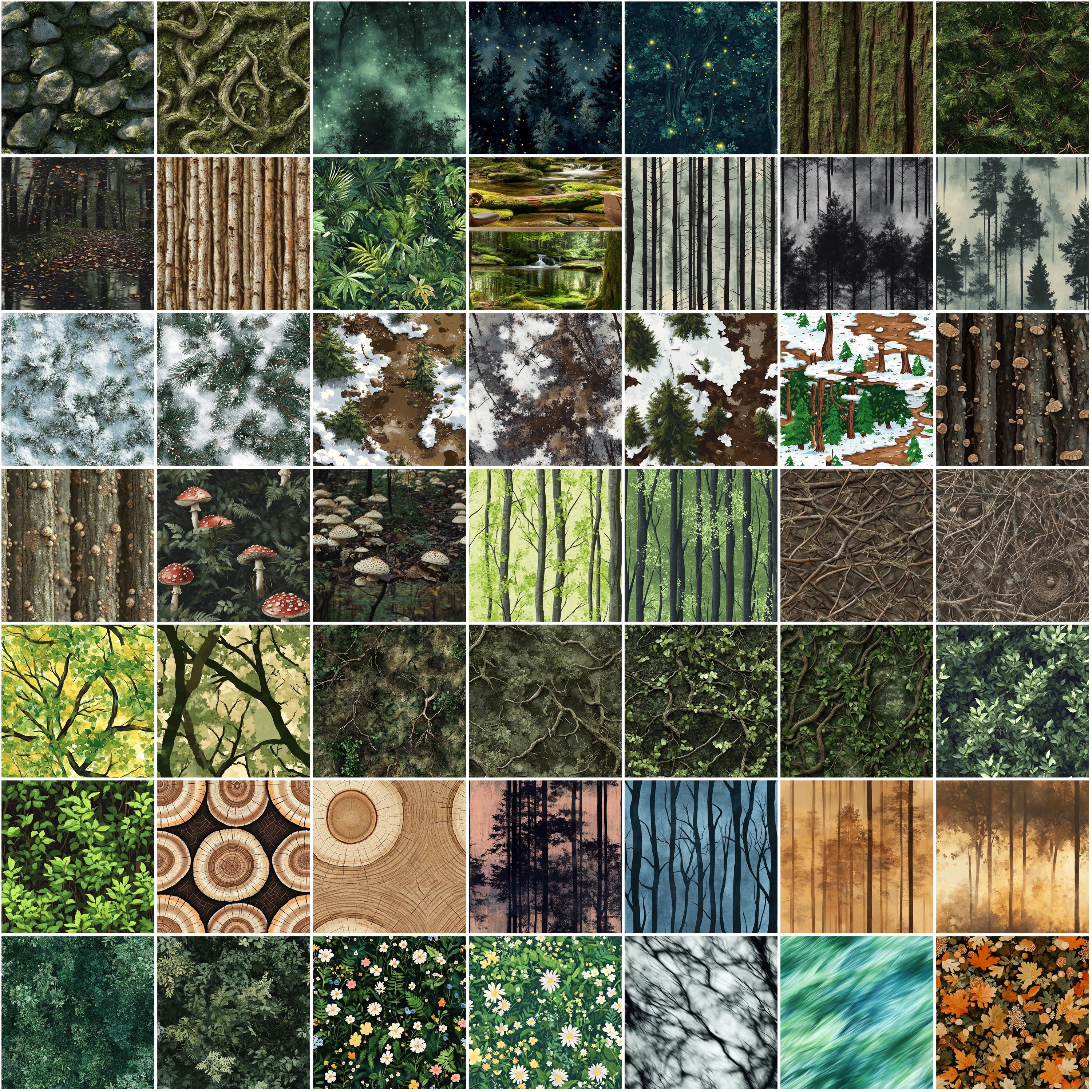 Forrest Testures Forest Texture Procreate Brushes: 100+ Seamless Woodland Patterns ...