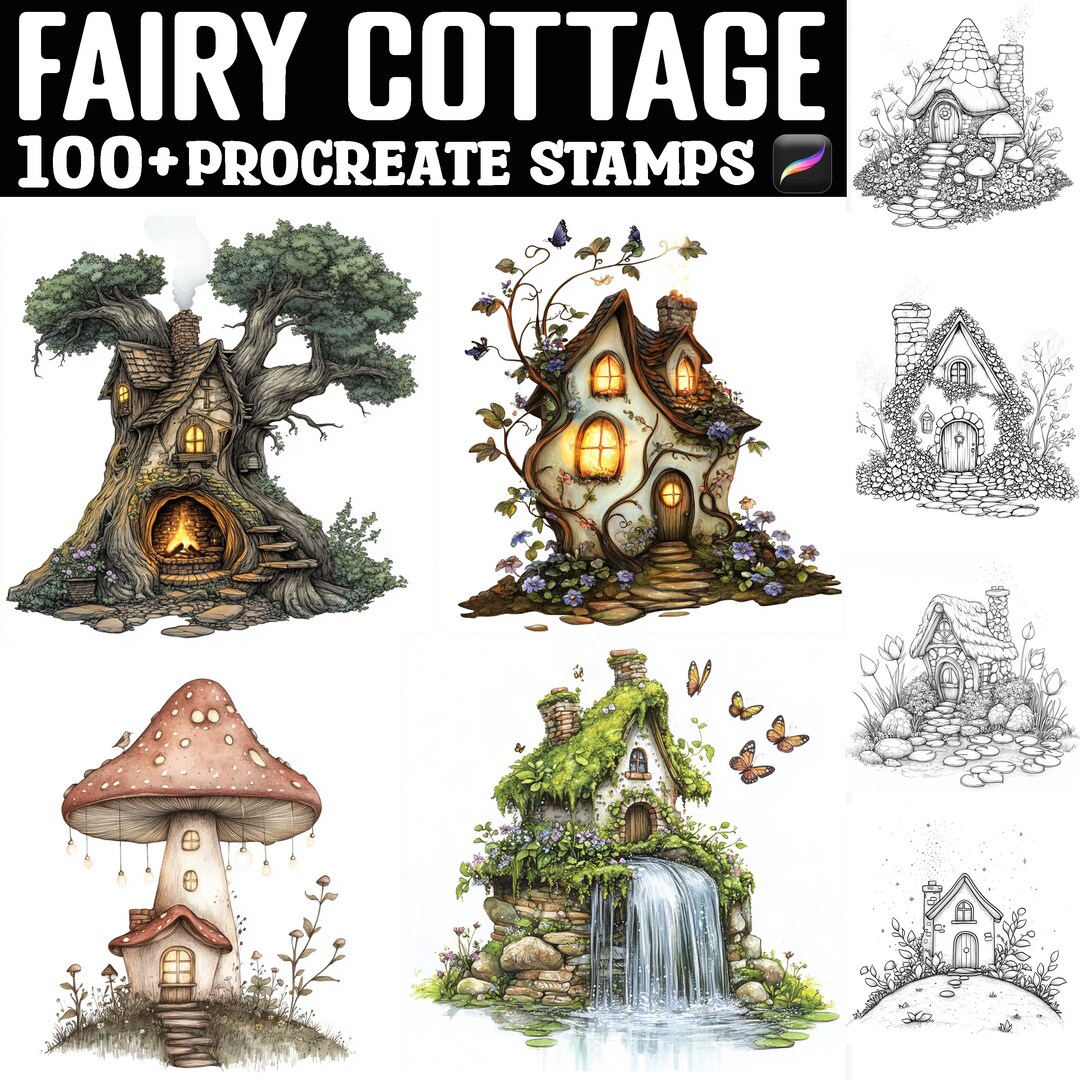 100+ Fairy Cottage Procreate Stamps | Procreate Brushes | Instant ...