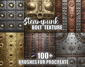 Steampunk-bouttextuur Procreate-penselen: 100+ naadloze patronen (directe download)