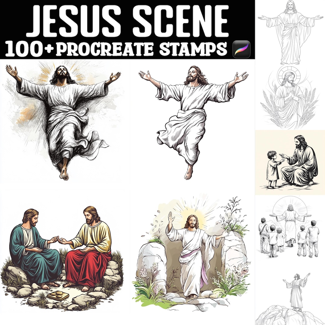 100+ Jesus Scene Procreate Stamps | Procreate Brushes | Instant Digital ...