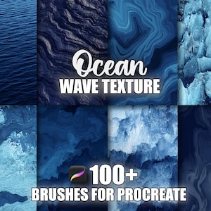 Ocean Wave Procreate Brushes: 100+ Seamless Water Texture Stamps (Digital Download)