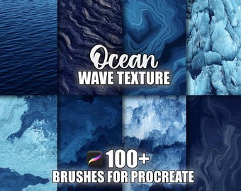 Ocean Wave Procreate Brushes: 100+ Seamless Water Texture Stamps (Digital Download)