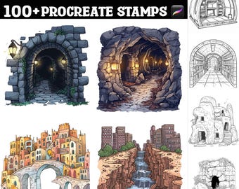 100+ Underground City Procreate Stamps | Procreate Brushes | Instant Digital Download