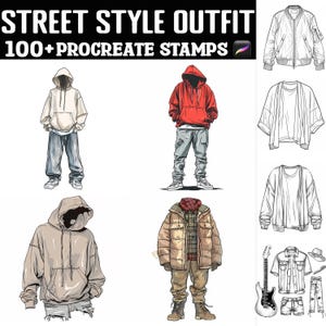 100+ Street Style Outfit Procreate Stamps | Procreate Brushes | Instant Digital Download