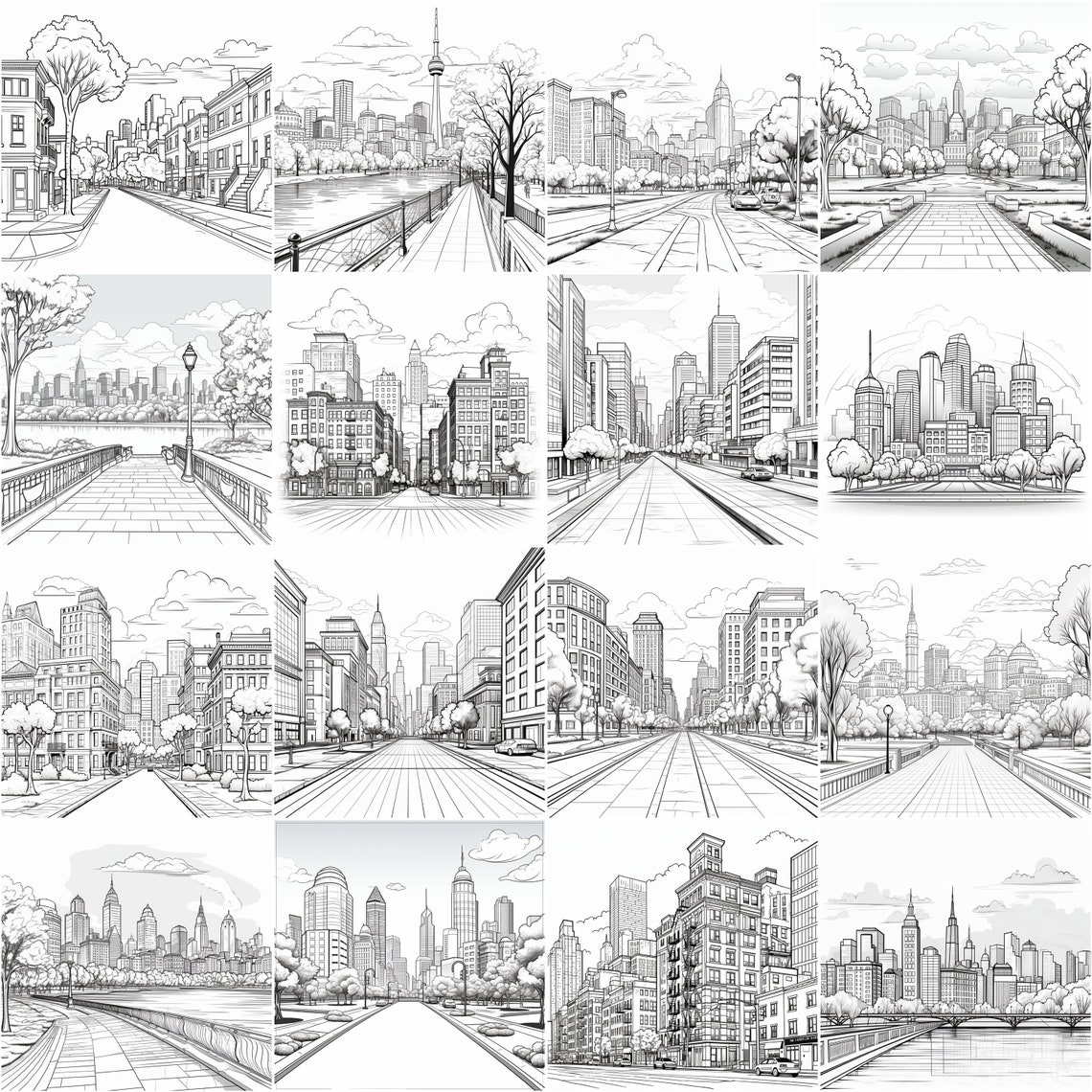 City View Procreate Stamps: Urban Landscape Brush Set (digital Download ...