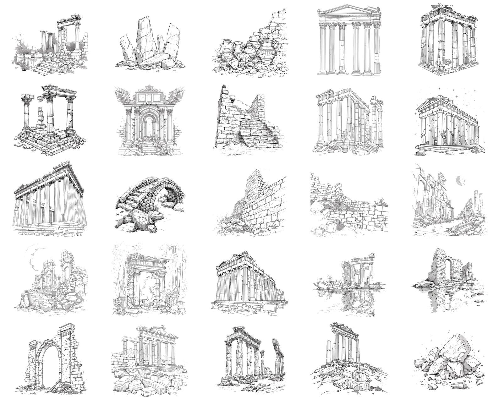 100+ Ancient Greek Ruins Procreate Stamps | Procreate Brushes | Instant ...