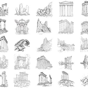 100+ Ancient Greek Ruins Procreate Stamps | Procreate Brushes | Instant ...