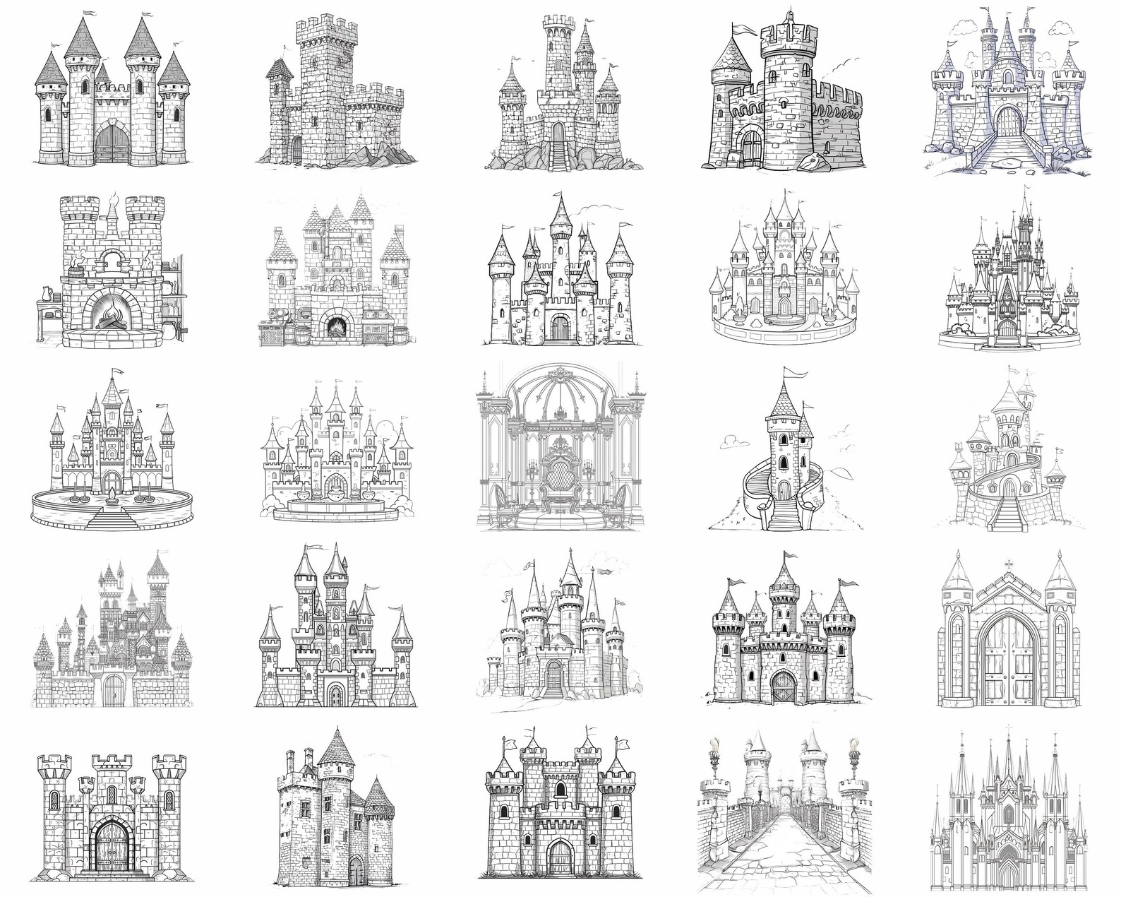 100+ Medieval Castles Procreate Stamps | Procreate Brushes | Instant ...