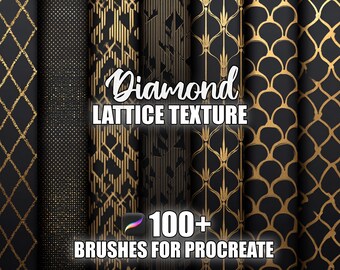 Pinceaux Procreate Diamond Lattice : plus de 100 motifs de texture transparente (téléchargement instantané)