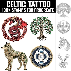 100+ Celtic Tattoo Procreate Stamp | Procreate Brush Bundle | Instant Digital Download