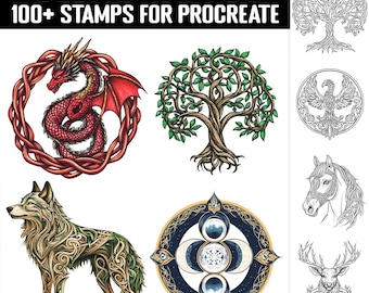 100+ Keltische tattoo procreate-stempel | Voortplantingsborstelbundel | Directe digitale download
