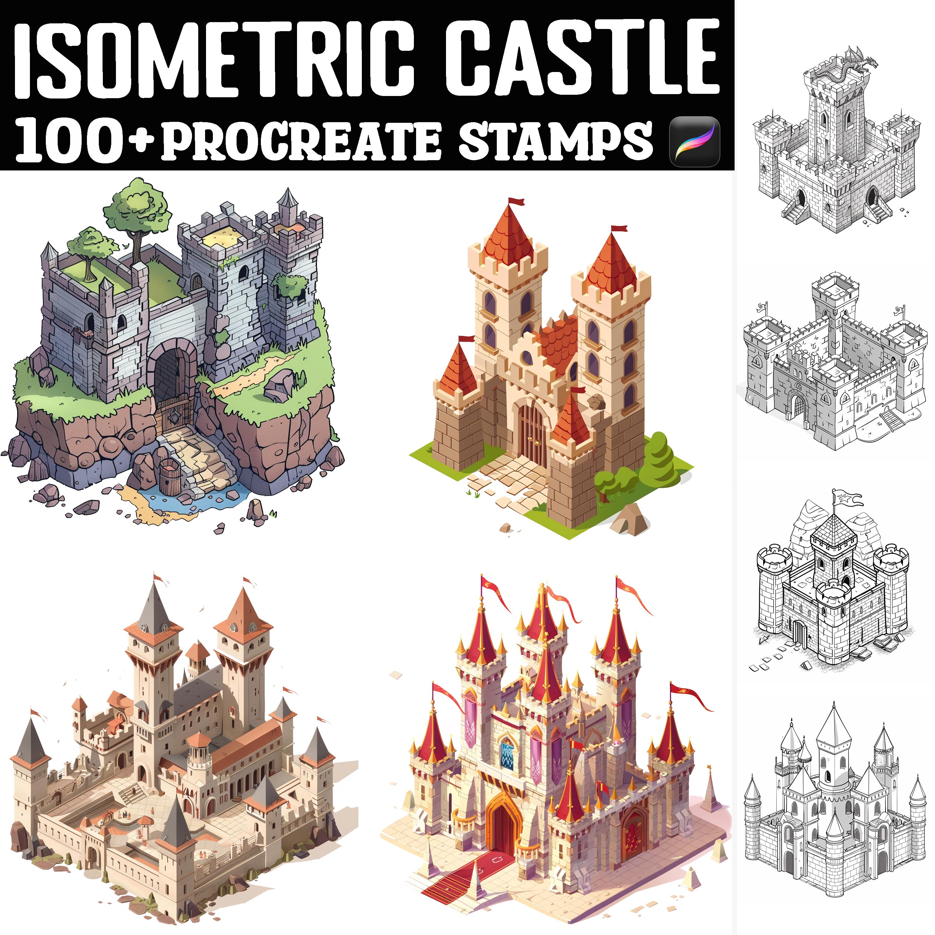 100+ Isometric Castle Procreate Stamps | Procreate Brushes | Instant ...