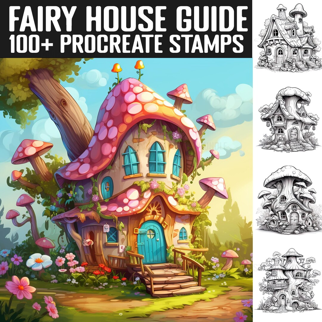 Fairy House Procreate Stamps & Guides: 100+ Brush Set (digital Download ...